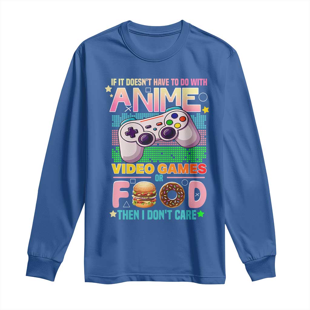Anime Video Games Food Long Sleeve Shirt Japan Kawaii Gamer Otaku Aesthetic TS02 Royal Blue Print Your Wear