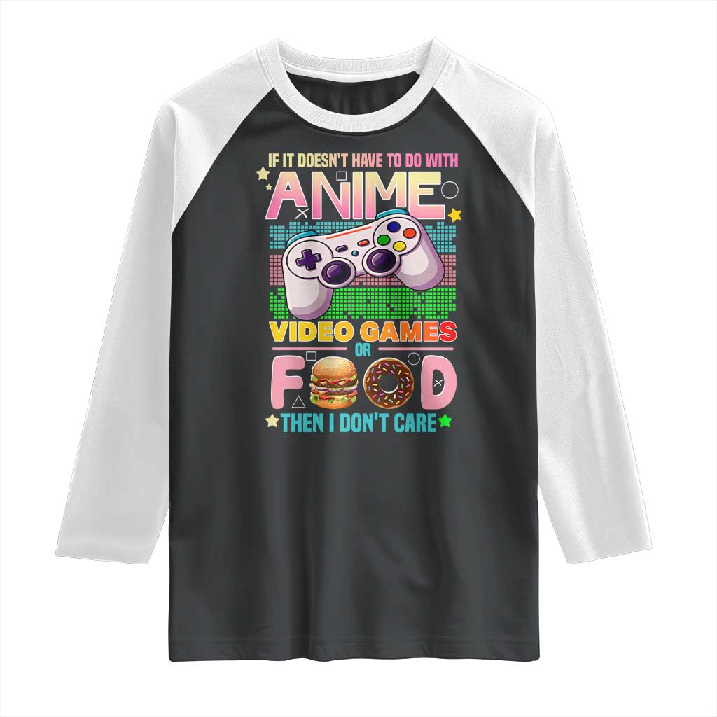 Anime Video Games Food Raglan Shirt Japan Kawaii Gamer Otaku Aesthetic TS02 Black White Print Your Wear