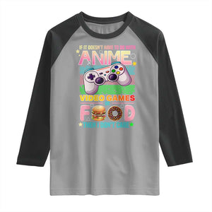 Anime Video Games Food Raglan Shirt Japan Kawaii Gamer Otaku Aesthetic TS02 Sport Gray Black Print Your Wear