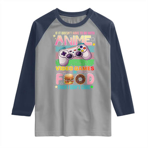 Anime Video Games Food Raglan Shirt Japan Kawaii Gamer Otaku Aesthetic TS02 Sport Gray Navy Print Your Wear