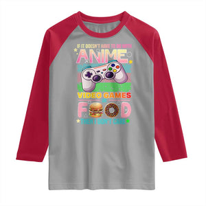 Anime Video Games Food Raglan Shirt Japan Kawaii Gamer Otaku Aesthetic TS02 Sport Gray Red Print Your Wear