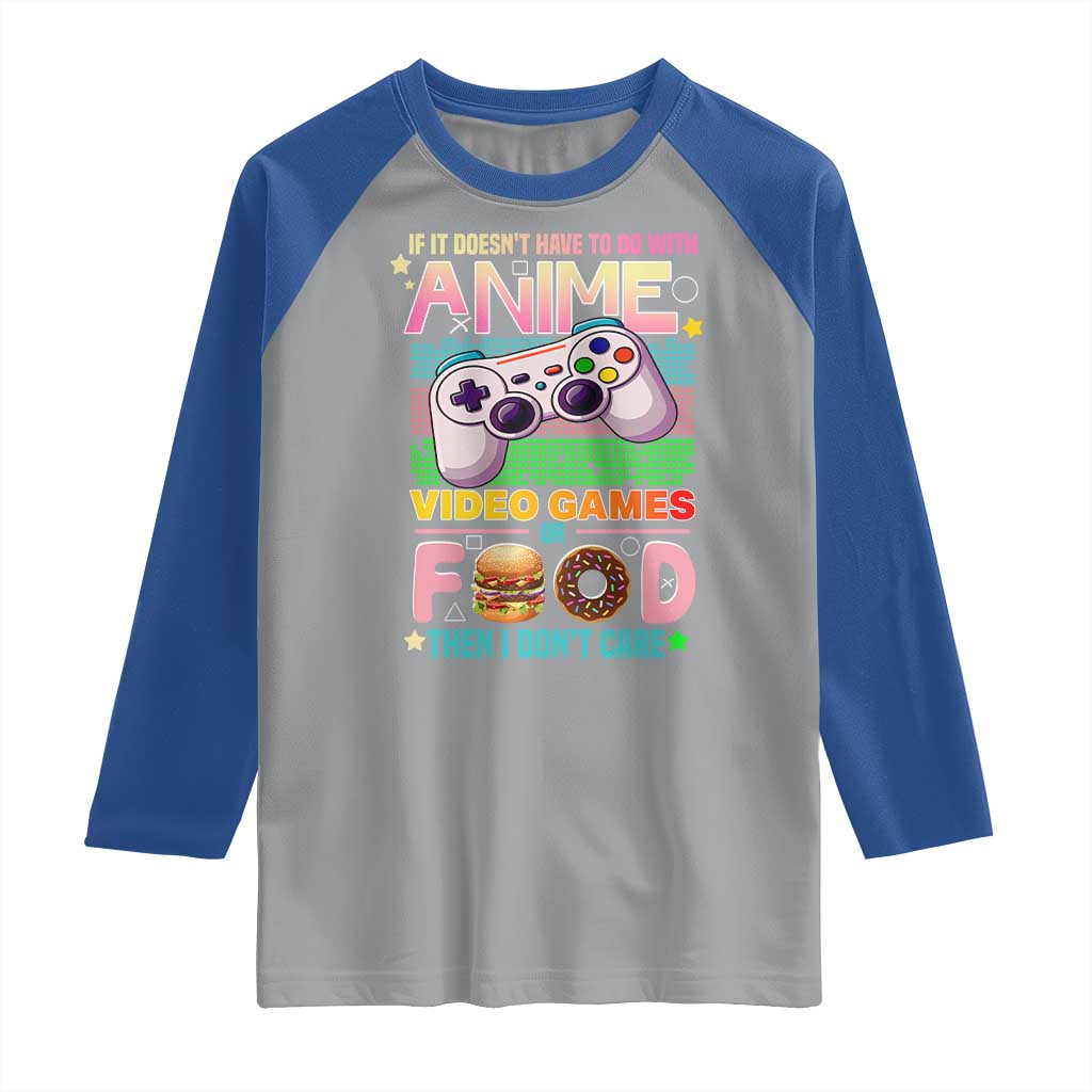 Anime Video Games Food Raglan Shirt Japan Kawaii Gamer Otaku Aesthetic TS02 Sport Gray Royal Print Your Wear