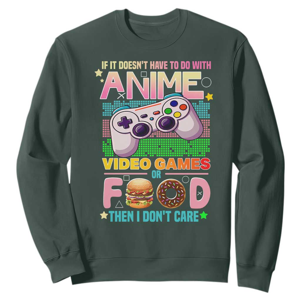 Anime Video Games Food Sweatshirt Japan Kawaii Gamer Otaku Aesthetic TS02 Dark Forest Green Print Your Wear