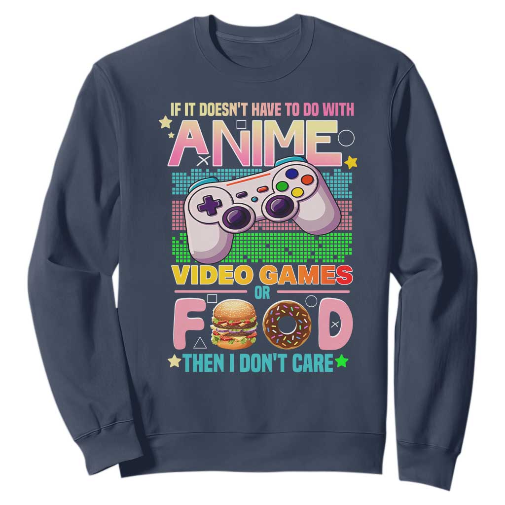 Anime Video Games Food Sweatshirt Japan Kawaii Gamer Otaku Aesthetic TS02 Navy Print Your Wear