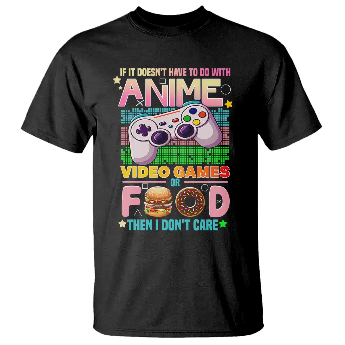 Anime Video Games Food T Shirt Japan Kawaii Gamer Otaku Aesthetic TS02 Black Print Your Wear