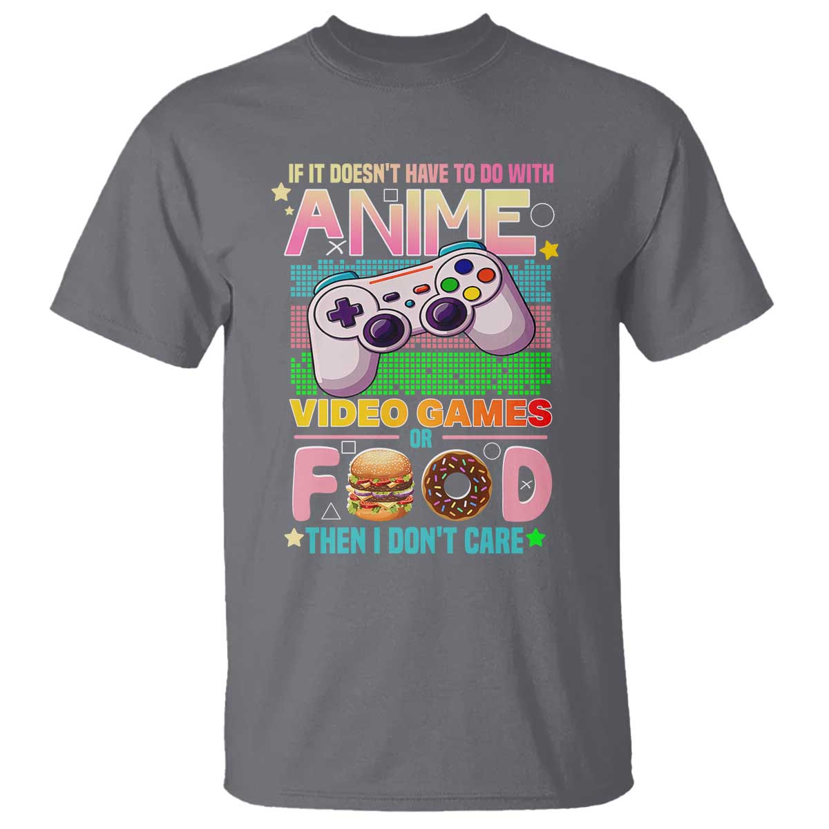 Anime Video Games Food T Shirt Japan Kawaii Gamer Otaku Aesthetic TS02 Charcoal Print Your Wear