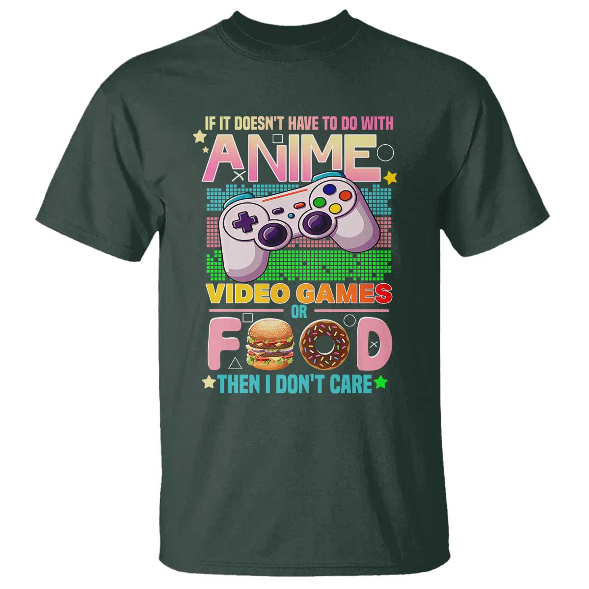 Anime Video Games Food T Shirt Japan Kawaii Gamer Otaku Aesthetic TS02 Dark Forest Green Print Your Wear