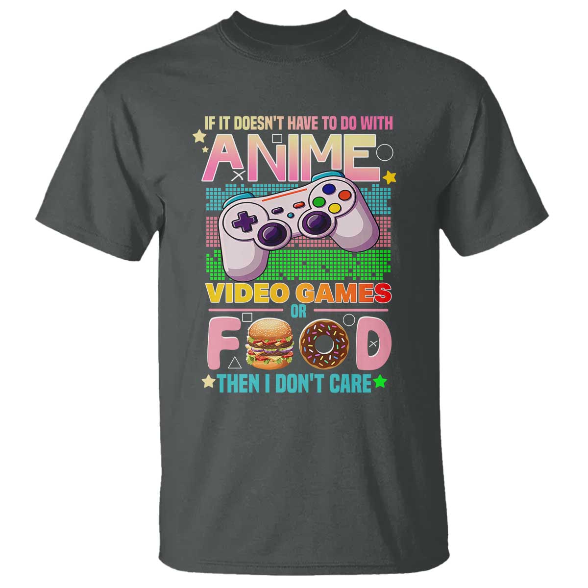 Anime Video Games Food T Shirt Japan Kawaii Gamer Otaku Aesthetic TS02 Dark Heather Print Your Wear