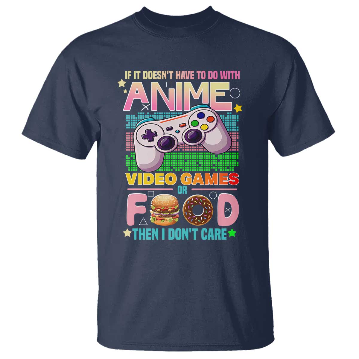 Anime Video Games Food T Shirt Japan Kawaii Gamer Otaku Aesthetic TS02 Navy Print Your Wear