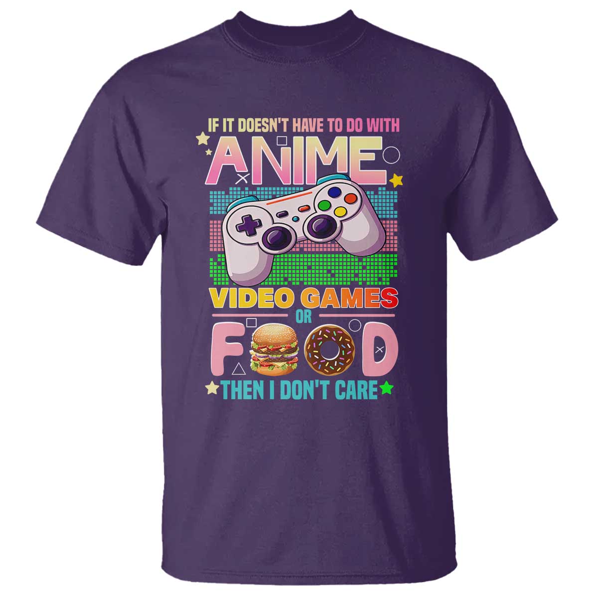 Anime Video Games Food T Shirt Japan Kawaii Gamer Otaku Aesthetic TS02 Purple Print Your Wear