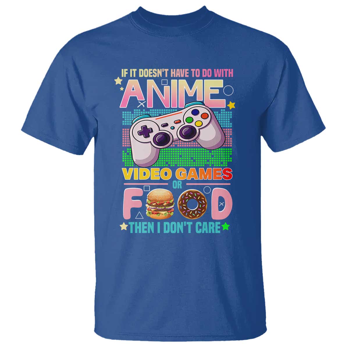 Anime Video Games Food T Shirt Japan Kawaii Gamer Otaku Aesthetic TS02 Royal Blue Print Your Wear
