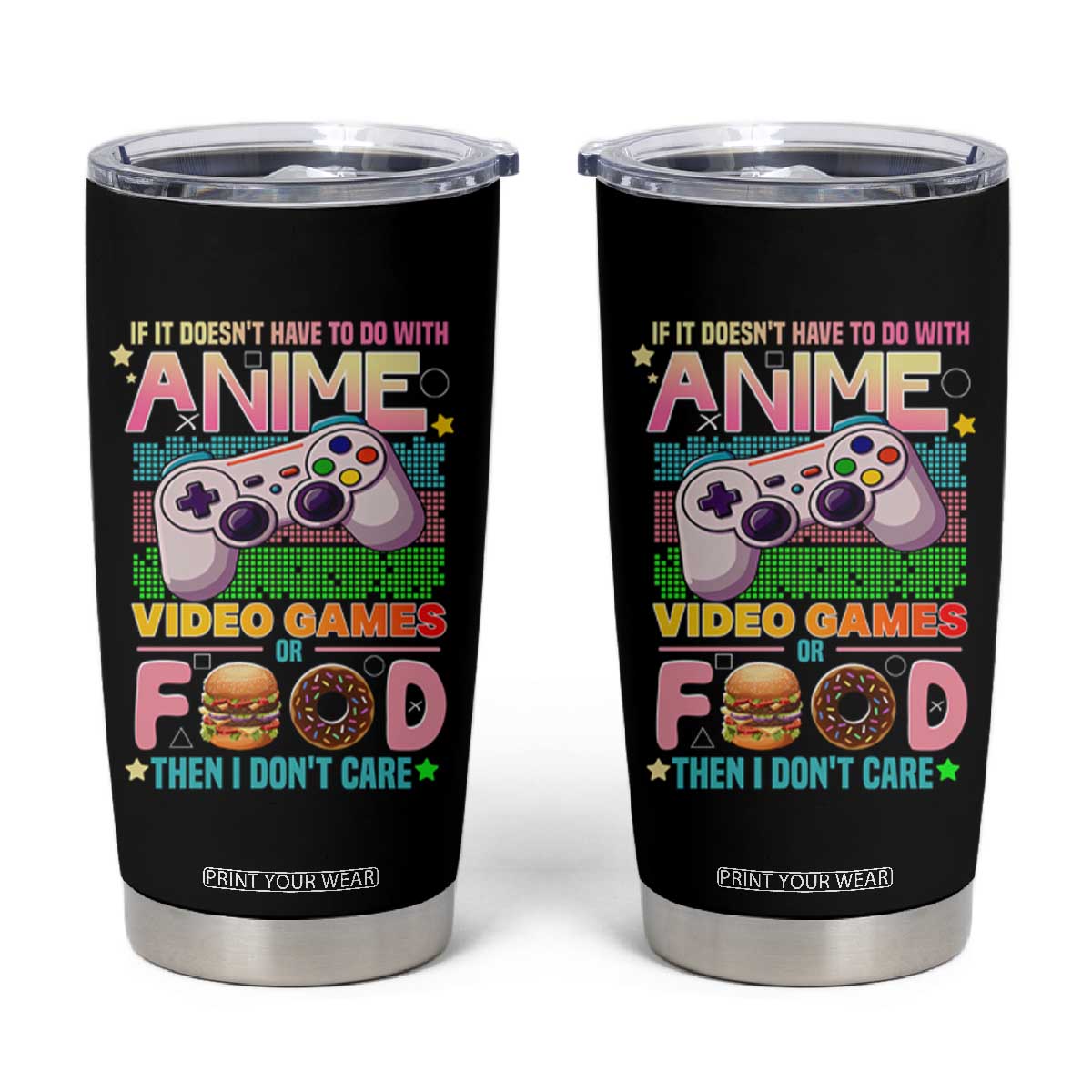 Anime Video Games Food Tumbler Cup Japan Kawaii Gamer Otaku Aesthetic TS02 Black Print Your Wear