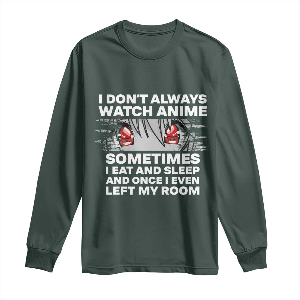Funny Anime Lover Long Sleeve Shirt Japanese Kawaii Manga Otaku TS02 Dark Forest Green Print Your Wear