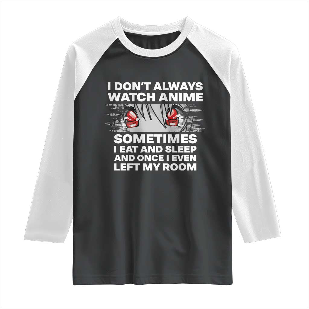 Funny Anime Lover Raglan Shirt Japanese Kawaii Manga Otaku TS02 Black White Print Your Wear