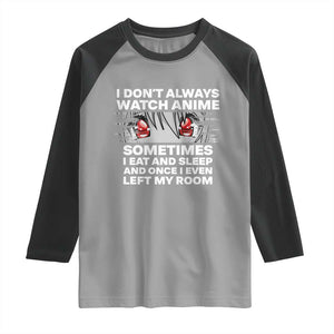 Funny Anime Lover Raglan Shirt Japanese Kawaii Manga Otaku TS02 Sport Gray Black Print Your Wear