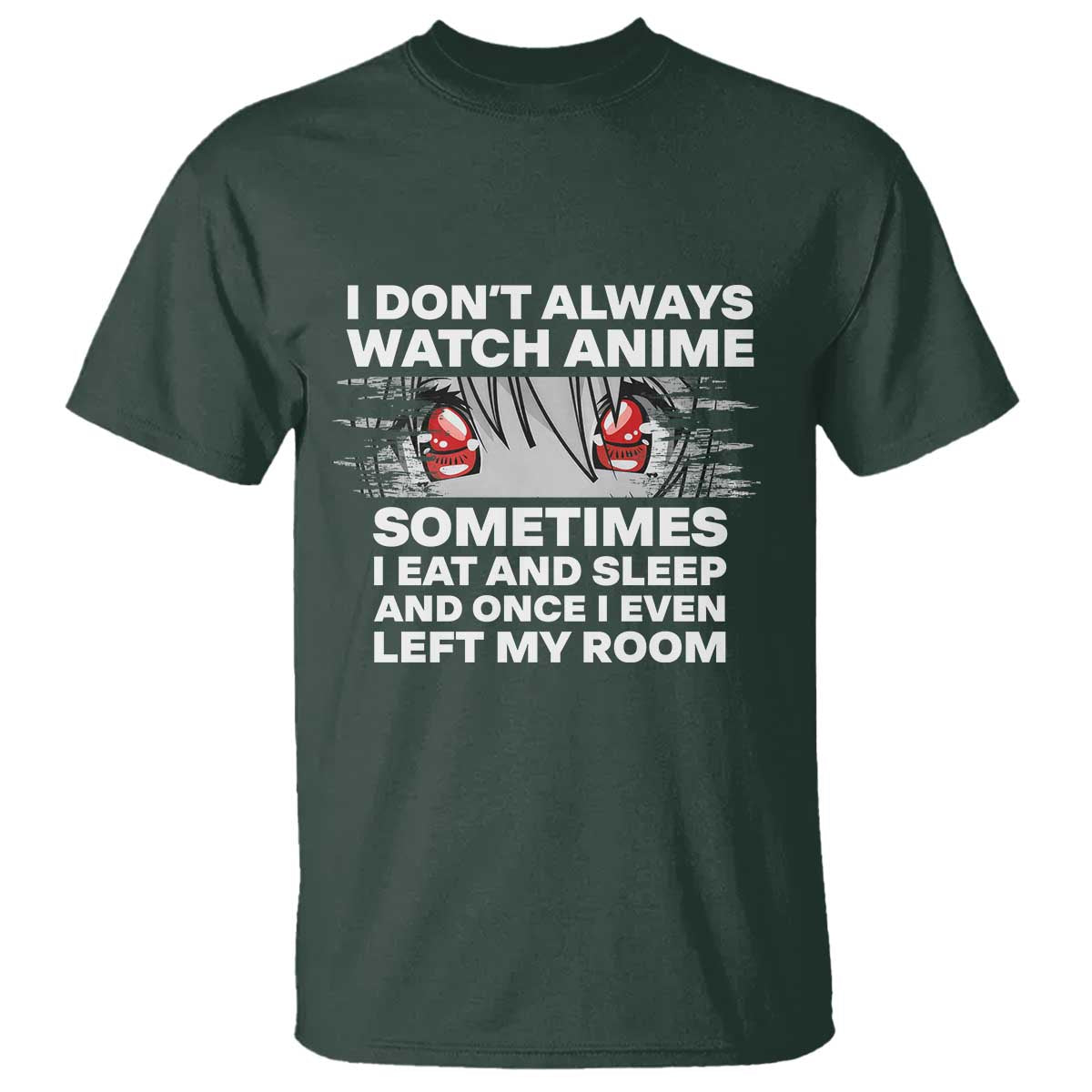 Funny Anime Lover T Shirt Japanese Kawaii Manga Otaku TS02 Dark Forest Green Print Your Wear