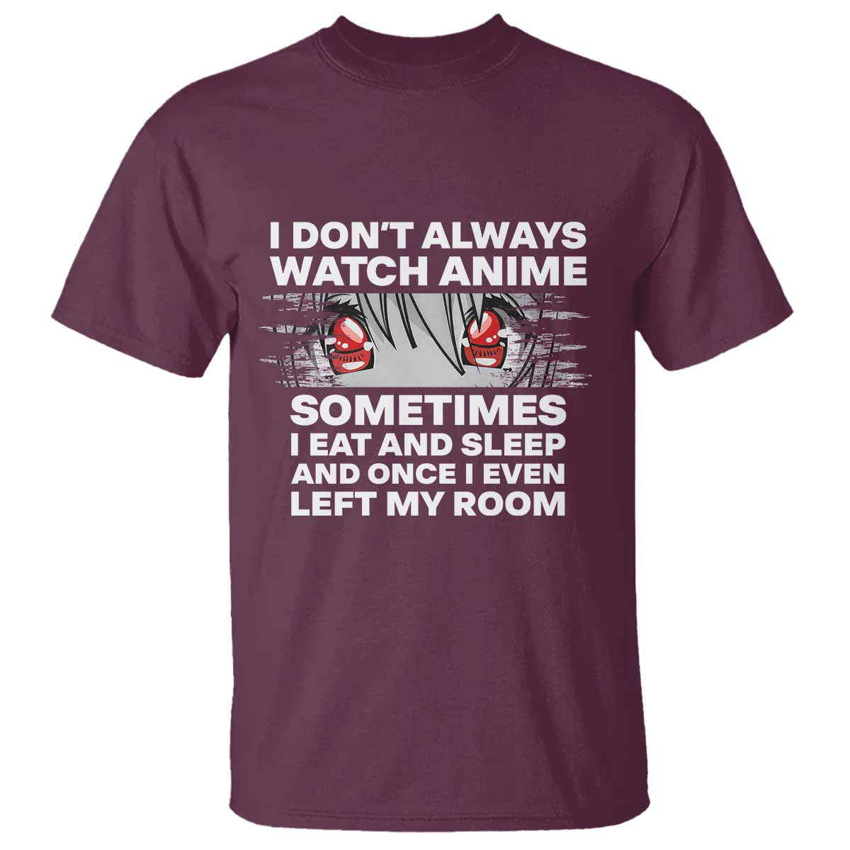 Funny Anime Lover T Shirt Japanese Kawaii Manga Otaku TS02 Maroon Print Your Wear