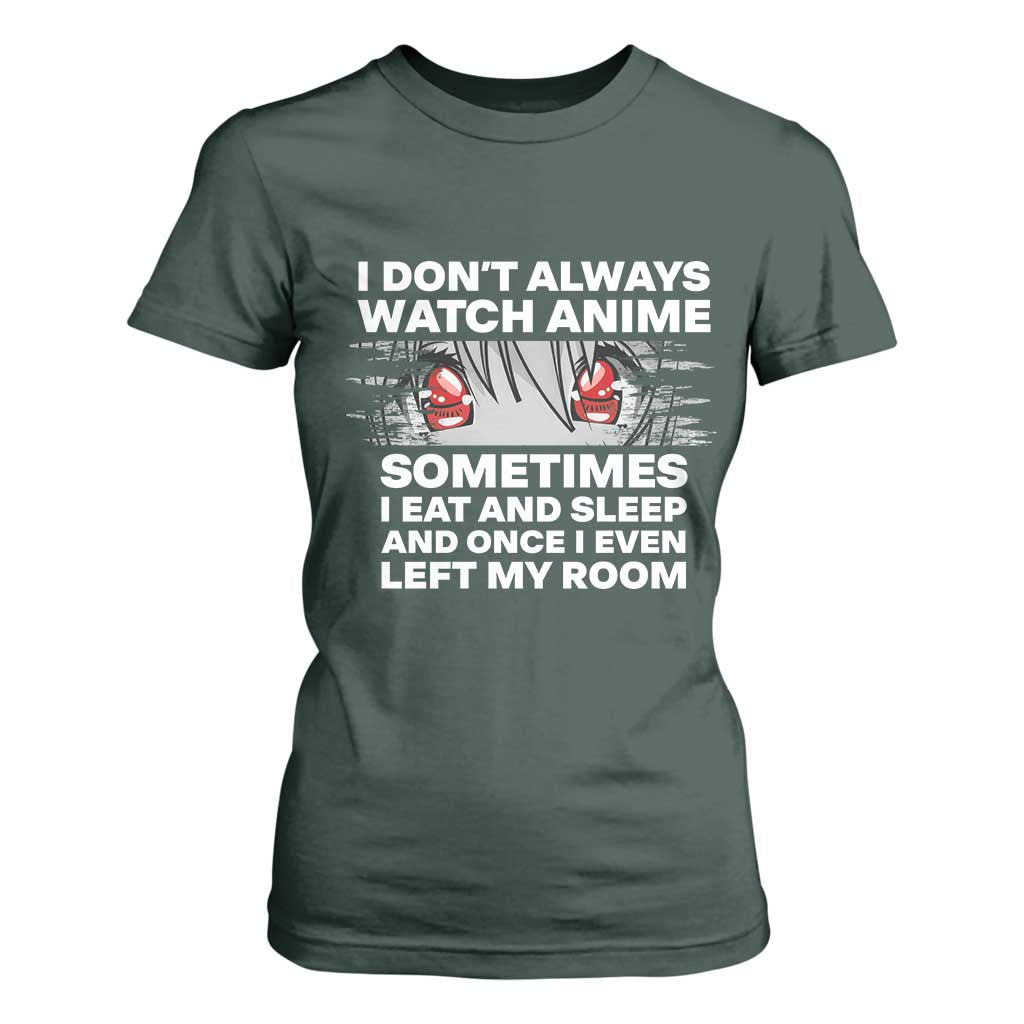 Funny Anime Lover T Shirt For Women Japanese Kawaii Manga Otaku TS02 Dark Forest Green Print Your Wear