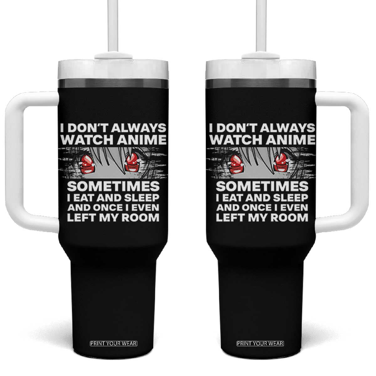 Funny Anime Lover Tumbler With Handle Japanese Kawaii Manga Otaku TS02 One Size: 40 oz Black Print Your Wear