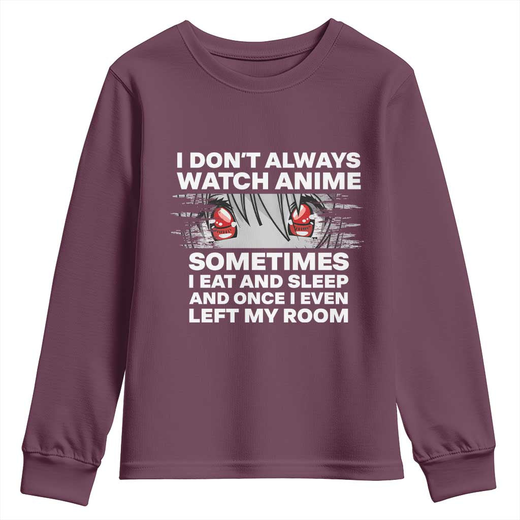 Funny Anime Lover Youth Sweatshirt Japanese Kawaii Manga Otaku TS02 Maroon Print Your Wear