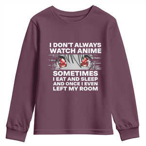 Funny Anime Lover Youth Sweatshirt Japanese Kawaii Manga Otaku TS02 Maroon Print Your Wear