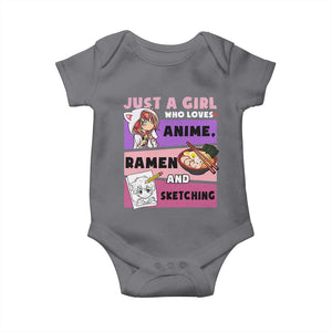 Just A Girl Who Loves Anime Ramen And Sketching Baby Onesie Cute Japan Kawaii Otaku Manga Lover TS02 Charcoal Print Your Wear