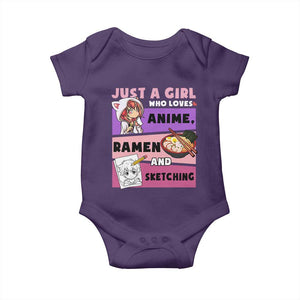Just A Girl Who Loves Anime Ramen And Sketching Baby Onesie Cute Japan Kawaii Otaku Manga Lover TS02 Purple Print Your Wear