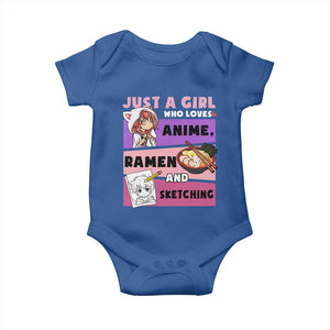 Just A Girl Who Loves Anime Ramen And Sketching Baby Onesie Cute Japan Kawaii Otaku Manga Lover TS02 Royal Blue Print Your Wear