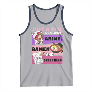 Just A Girl Who Loves Anime Ramen And Sketching Tank Top Cute Japan Kawaii Otaku Manga Lover TS02 Athletic Heather Navy Print Your Wear