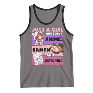 Just A Girl Who Loves Anime Ramen And Sketching Tank Top Cute Japan Kawaii Otaku Manga Lover TS02 Deep Heather Black Print Your Wear