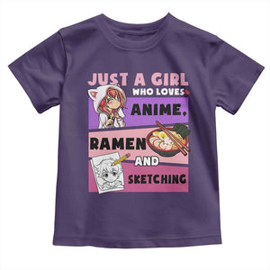 Just A Girl Who Loves Anime Ramen And Sketching Toddler T Shirt Cute Japan Kawaii Otaku Manga Lover TS02 Purple Print Your Wear