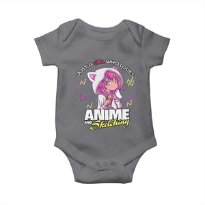Just A Girl Who Loves Anime and Sketching Baby Onesie Japan Kawaii Otaku Manga Lover TS02 Charcoal Print Your Wear