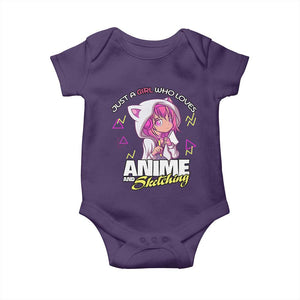 Just A Girl Who Loves Anime and Sketching Baby Onesie Japan Kawaii Otaku Manga Lover TS02 Purple Print Your Wear