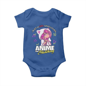 Just A Girl Who Loves Anime and Sketching Baby Onesie Japan Kawaii Otaku Manga Lover TS02 Royal Blue Print Your Wear