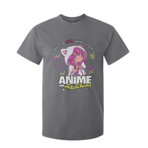 Just A Girl Who Loves Anime and Sketching T Shirt For Kid Japan Kawaii Otaku Manga Lover TS02 Charcoal Print Your Wear