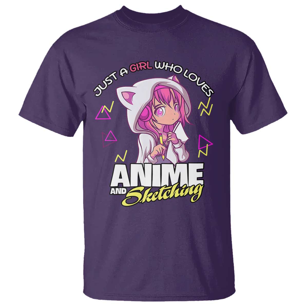 Just A Girl Who Loves Anime and Sketching T Shirt Japan Kawaii Otaku Manga Lover TS02 Purple Print Your Wear