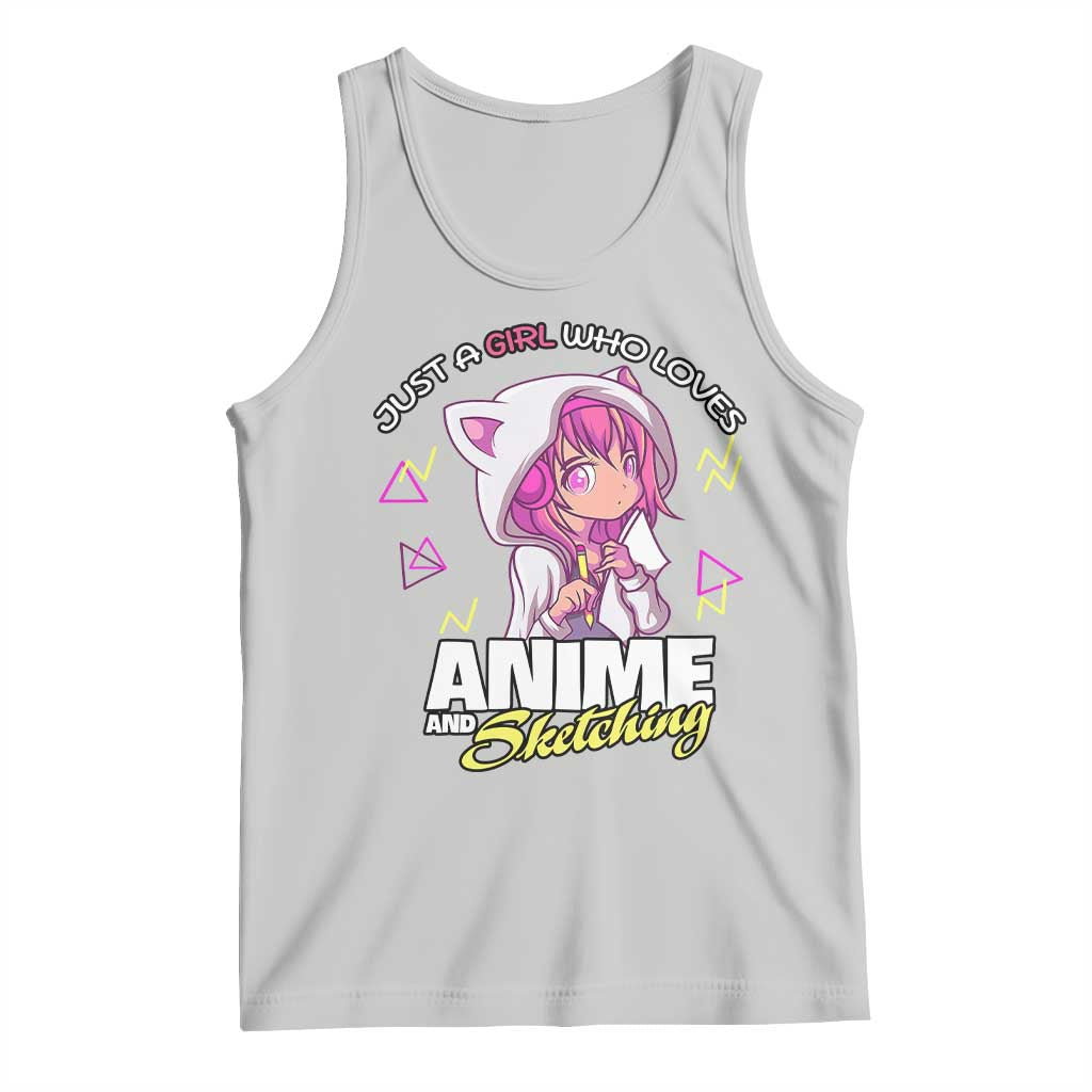 Just A Girl Who Loves Anime and Sketching Tank Top Japan Kawaii Otaku Manga Lover TS02 Ash Print Your Wear