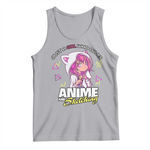 Just A Girl Who Loves Anime and Sketching Tank Top Japan Kawaii Otaku Manga Lover TS02 Athletic Heather Print Your Wear