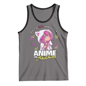 Just A Girl Who Loves Anime and Sketching Tank Top Japan Kawaii Otaku Manga Lover TS02 Deep Heather Black Print Your Wear