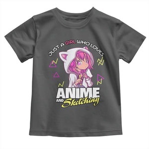 Just A Girl Who Loves Anime and Sketching Toddler T Shirt Japan Kawaii Otaku Manga Lover TS02 Dark Heather Print Your Wear