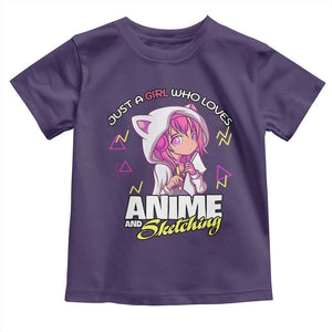 Just A Girl Who Loves Anime and Sketching Toddler T Shirt Japan Kawaii Otaku Manga Lover TS02 Purple Print Your Wear