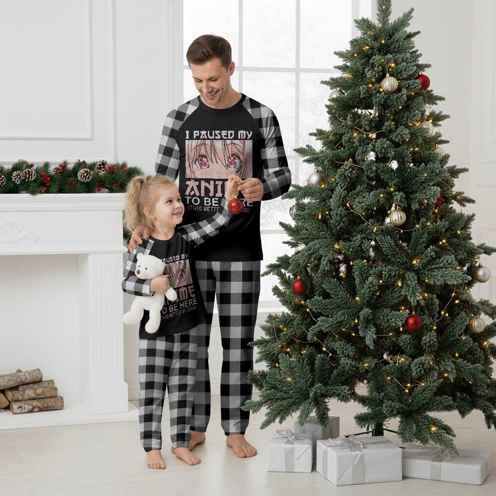 Japan Anime Manga Otaku Plaid Pajama Set I Paused My Anime To Be Here Kawaii Girls TS02 White Plaid Print Your Wear