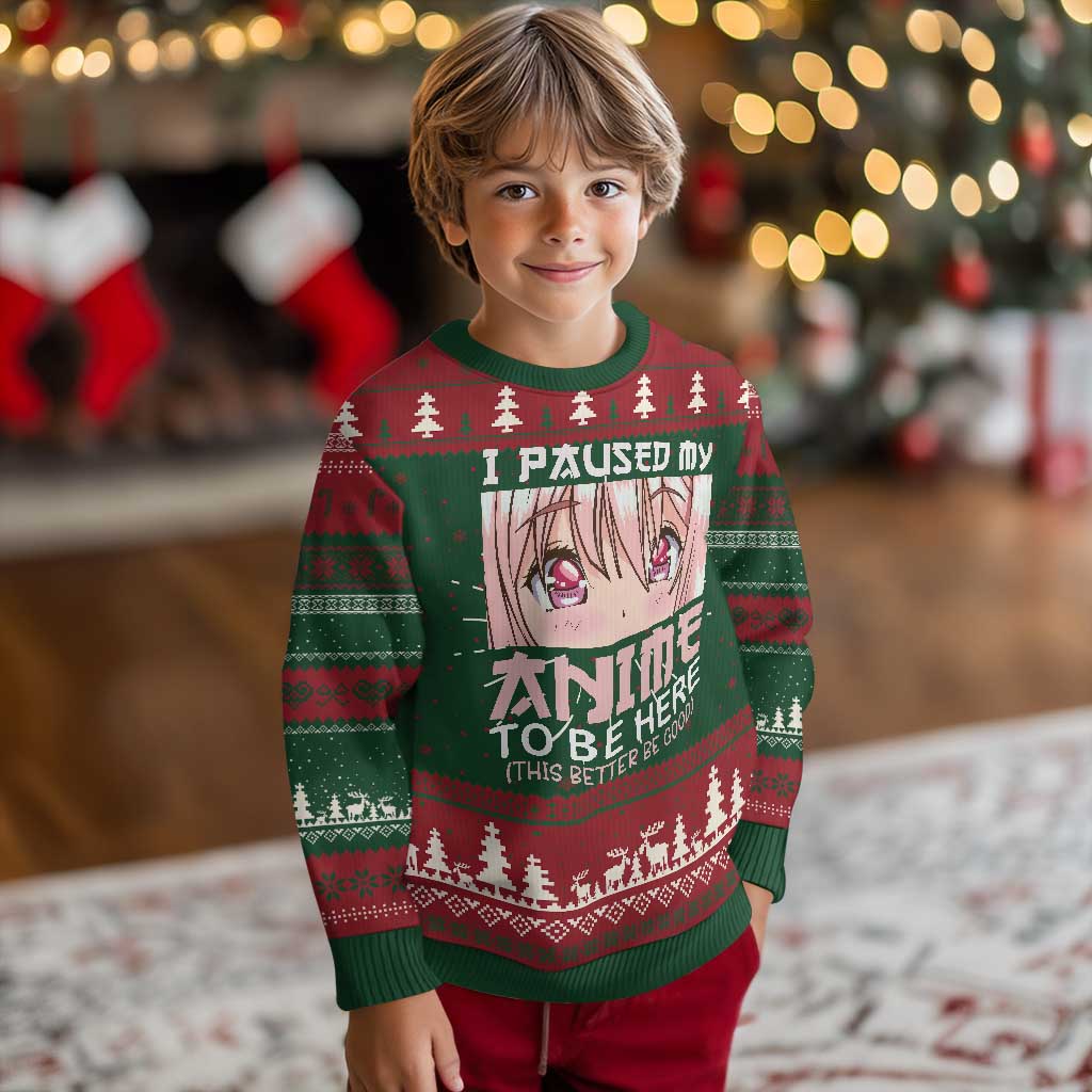 Japan Anime Manga Otaku Ugly Christmas Sweater I Paused My Anime To Be Here Kawaii Girls TS02 Christmas Print Your Wear