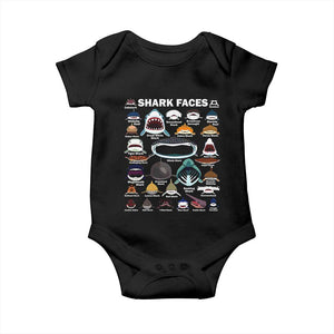 Shark Faces Baby Onesie Type Of Sharks Identification Marine Biology TS02 Black Print Your Wear