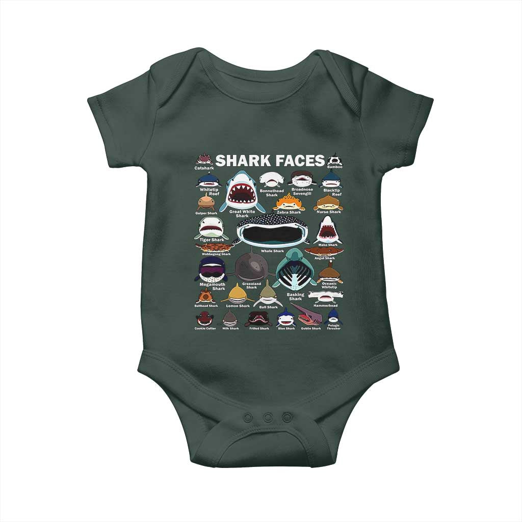 Shark Faces Baby Onesie Type Of Sharks Identification Marine Biology TS02 Print Your Wear