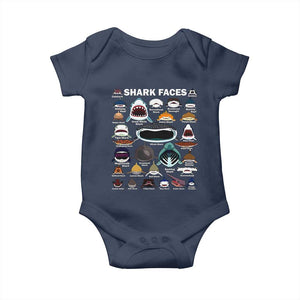 Shark Faces Baby Onesie Type Of Sharks Identification Marine Biology TS02 Navy Print Your Wear