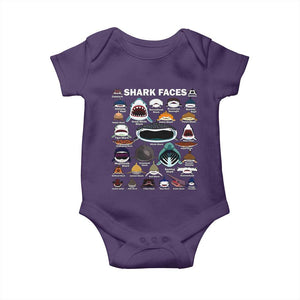 Shark Faces Baby Onesie Type Of Sharks Identification Marine Biology TS02 Purple Print Your Wear