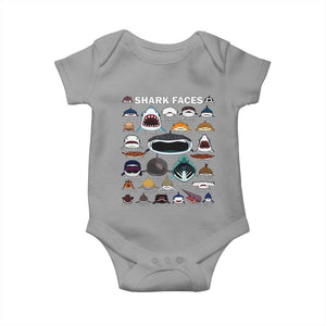 Shark Faces Baby Onesie Type Of Sharks Identification Marine Biology TS02 Sport Gray Print Your Wear