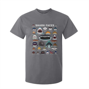 Shark Faces T Shirt For Kid Type Of Sharks Identification Marine Biology TS02 Charcoal Print Your Wear