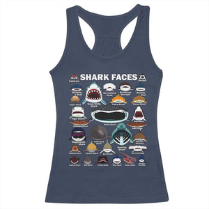 Shark Faces Racerback Tank Top Type Of Sharks Identification Marine Biology TS02 Navy Print Your Wear